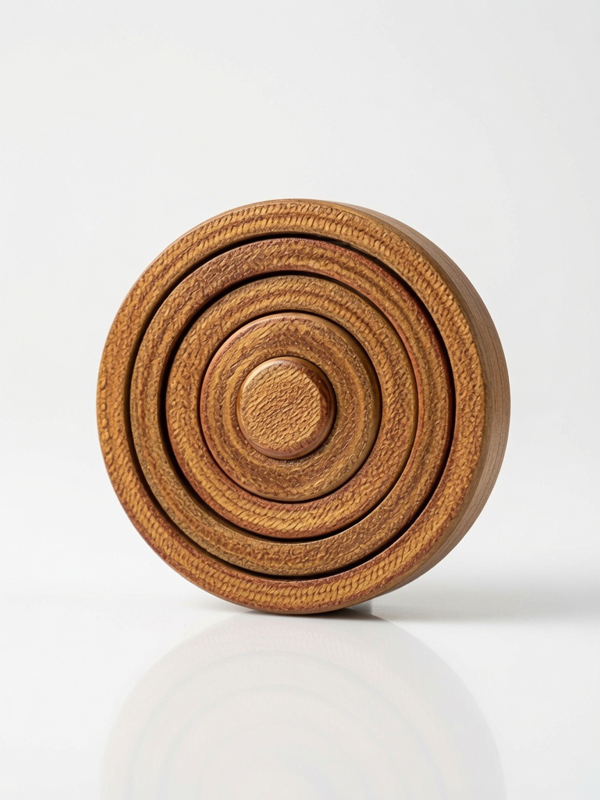 Circle Fidget — Laser-cut walnut rings that spin and slide for quiet, tactile stress relief. Fits in a pocket.