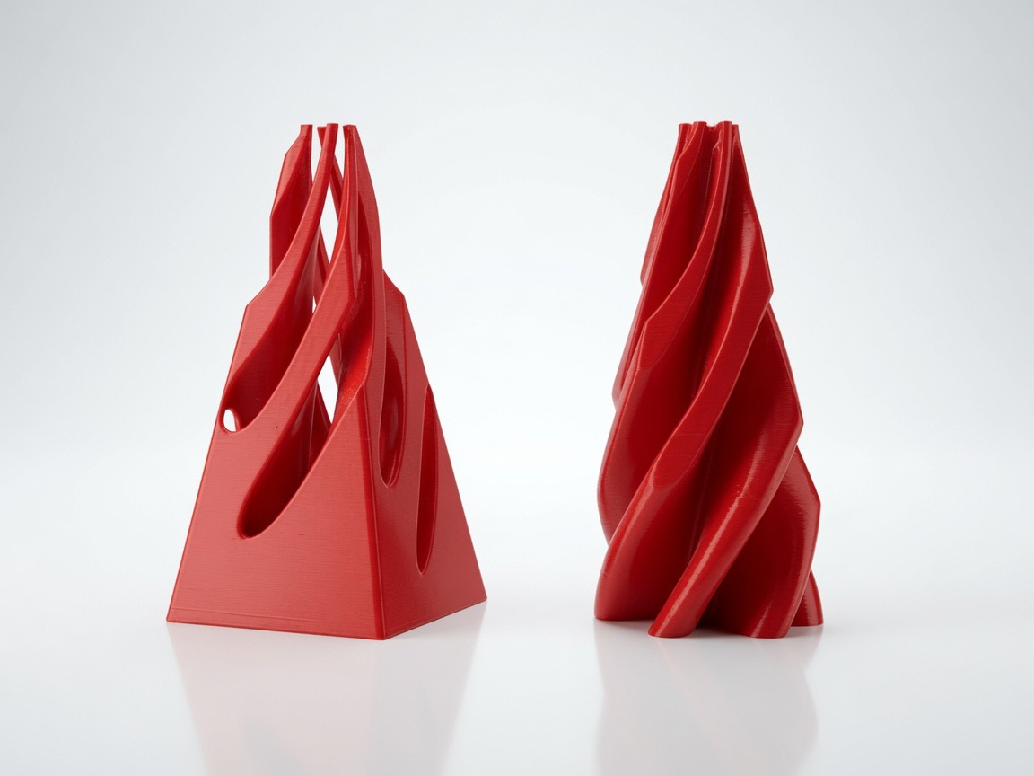 Fidget Pyramid — Sculpted 3D-printed pyramid with flowing cutouts — a satisfying tactile desk fidget.
