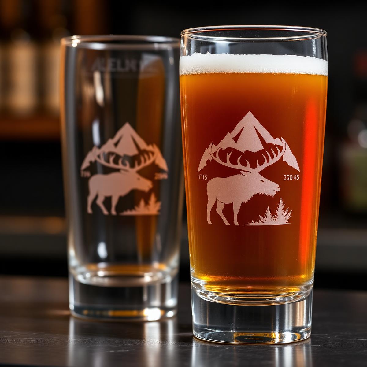 Etched Pint Pair